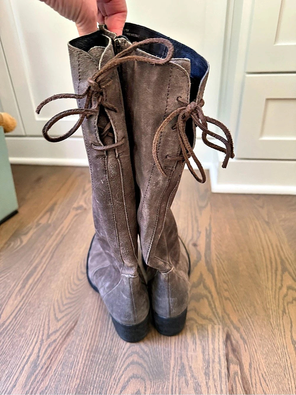 Born Thea Suede Tall Boots Brown Over-the-Knee Lace-Up Boots - Picture 3 of 5